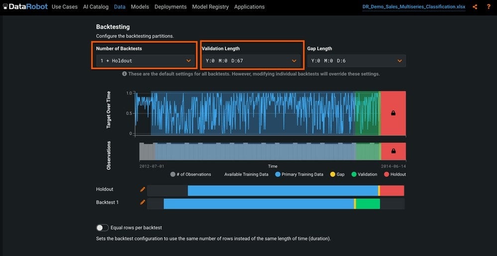 Figure 5. Backtesting and validation length options