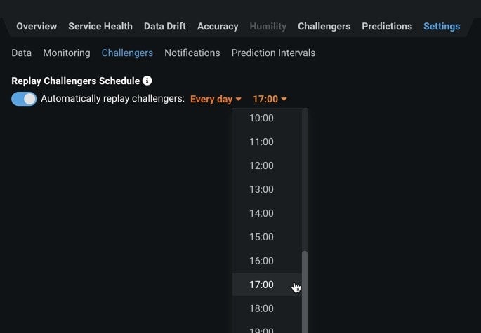 Figure 10. Set schedule for replaying predictions