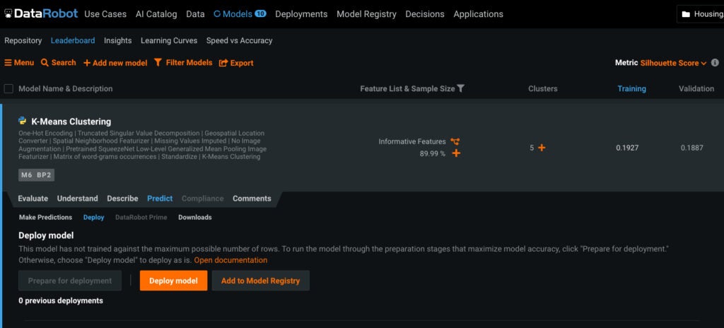 Model Deployment DataRobot AI Cloud