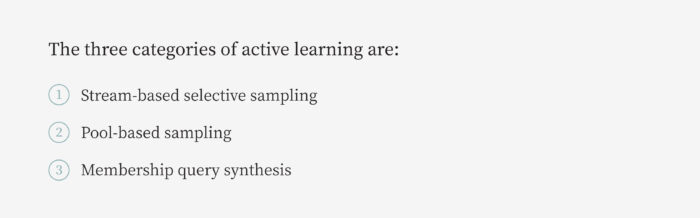 Three categories of active learning