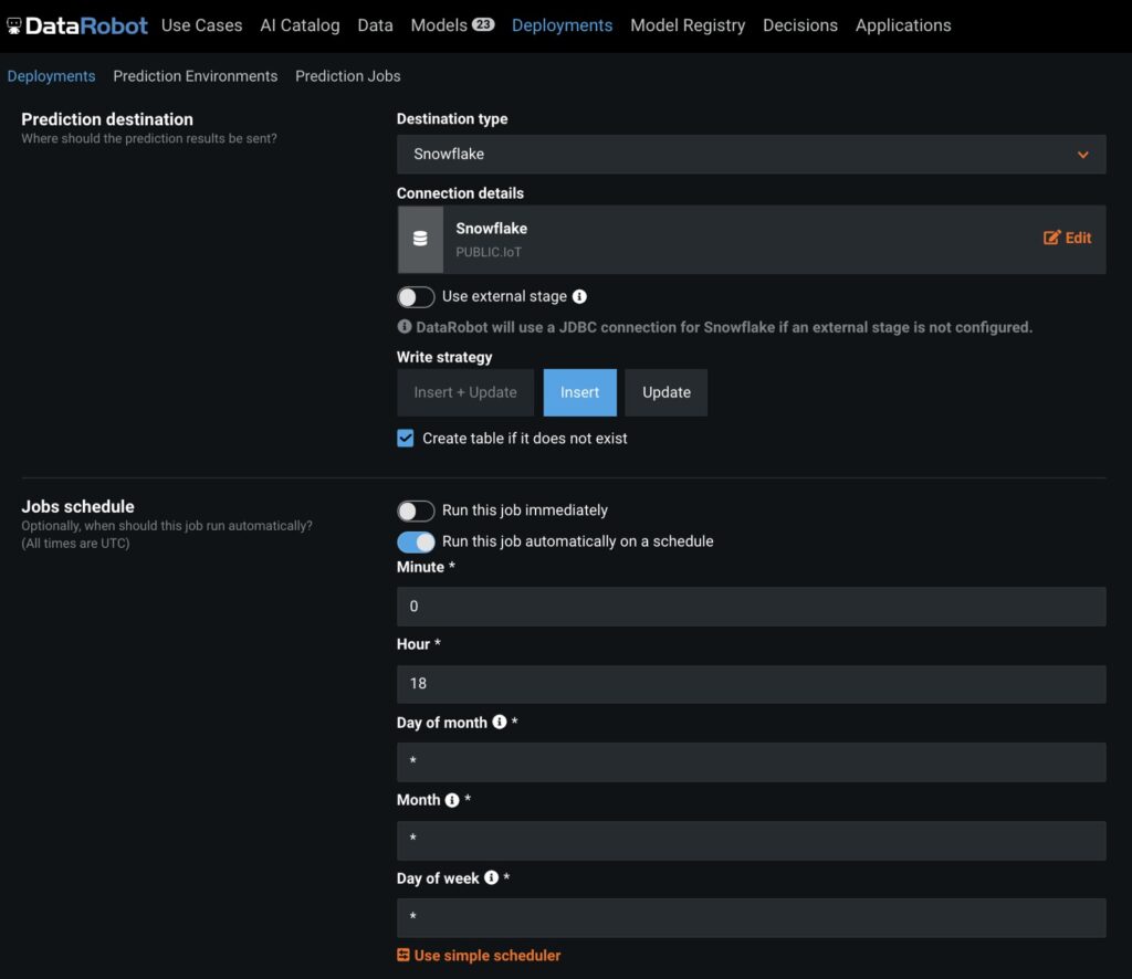 Push-button deployment framework DataRobot