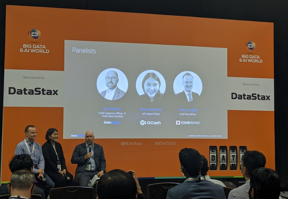 Financial services leaders from CIMB and GCash shared the importance of speed and safety when rapidly iterating in an AI-driven data science environment.  
