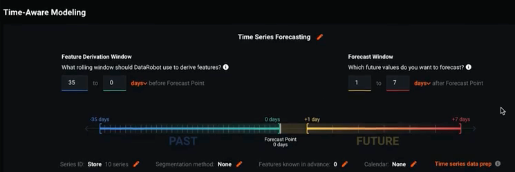 Settings for Time Series projects - DataRobot AI Platform