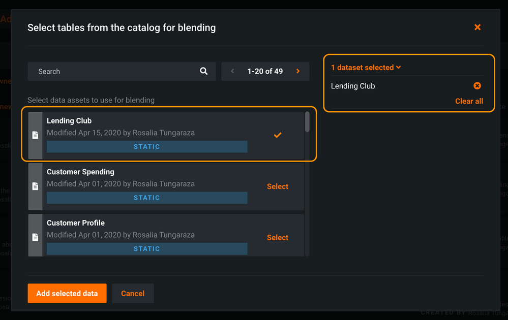 Figure 5. Selecting the data to be used in the Spark SQL query