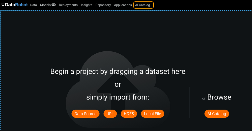 Figure 1. Accessing the AI Catalog from the AI Catalog tab