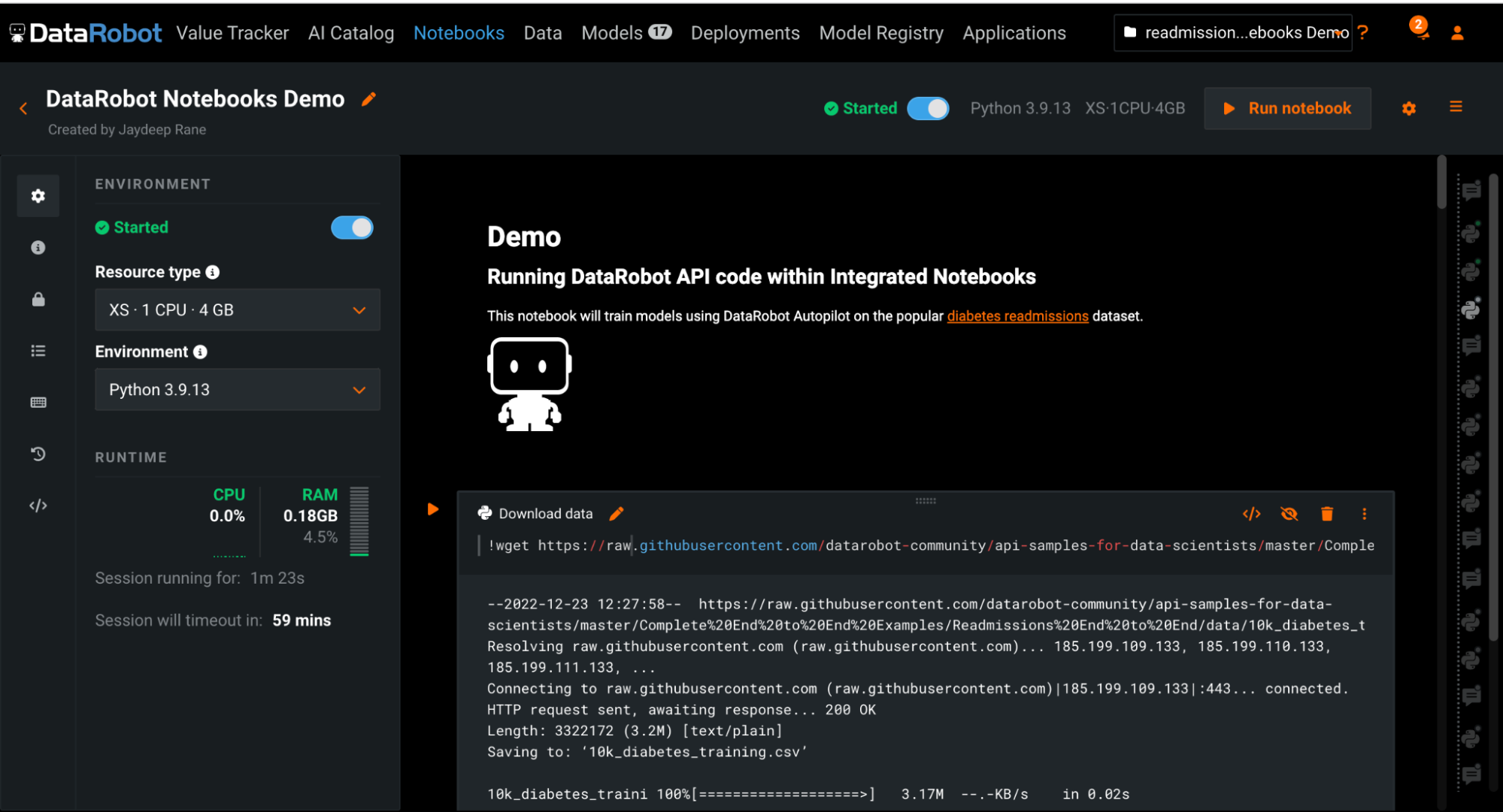 DataRobot Notebooks Demo