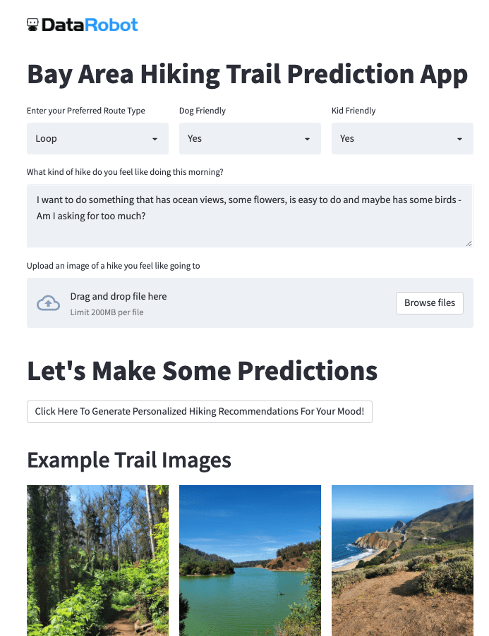 Bay Area Hiking Trail Prediction App.