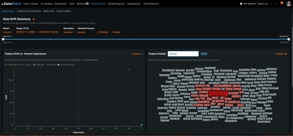 Data Drift Tracking DataRobot AI Production