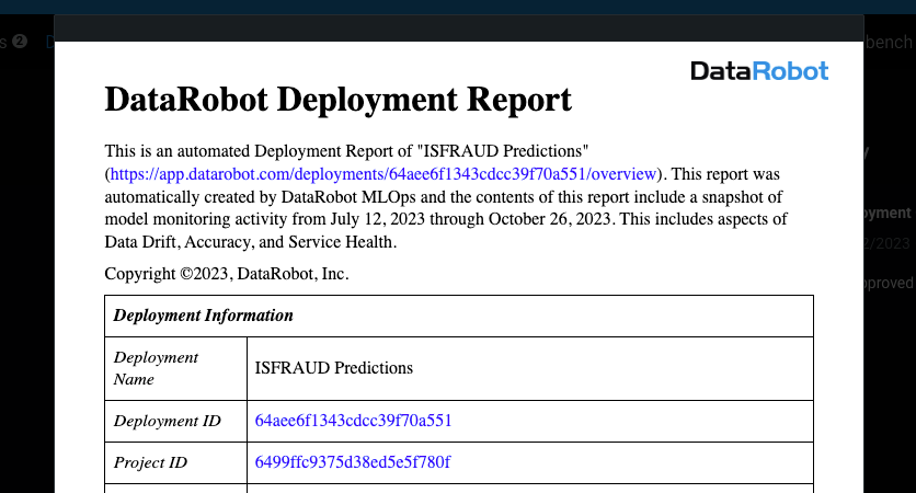 Compliance Documentation in DataRobot