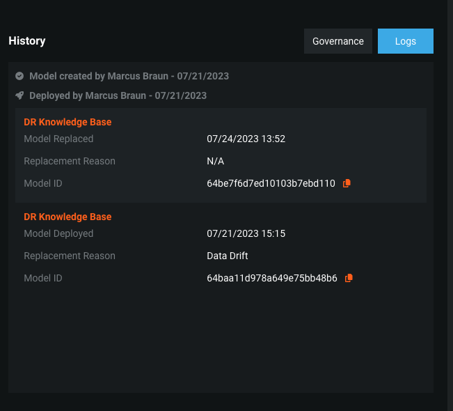 Deployment History