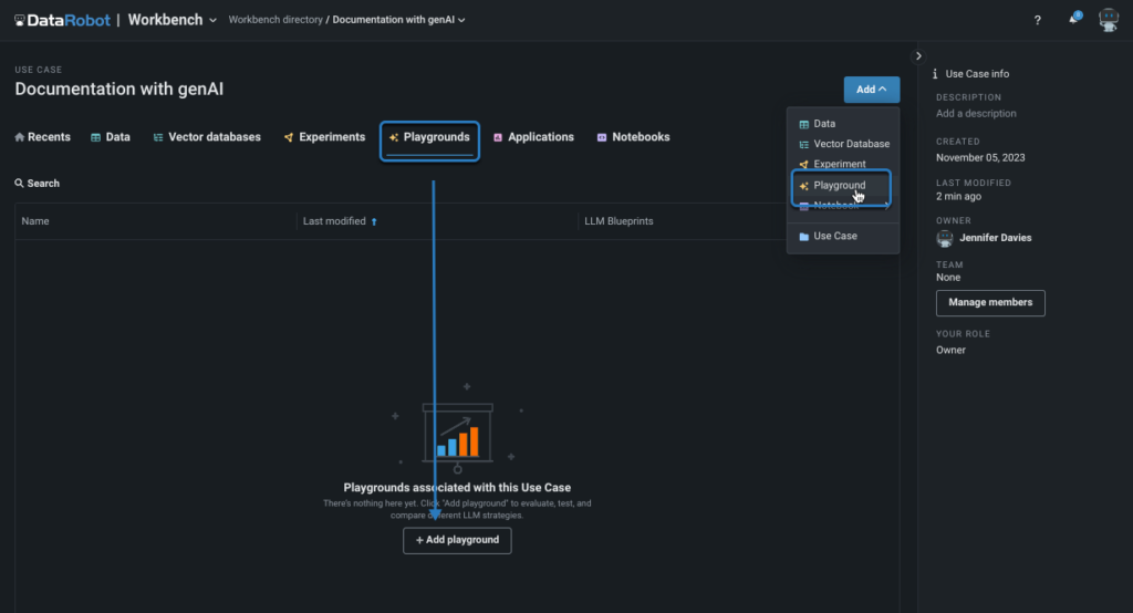 Figure 4.a. Creating a new LLM Playground