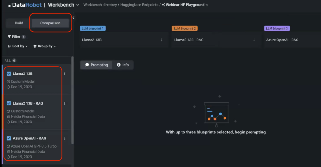 Figure 8. Selecting models for comparison in the LLM Playground