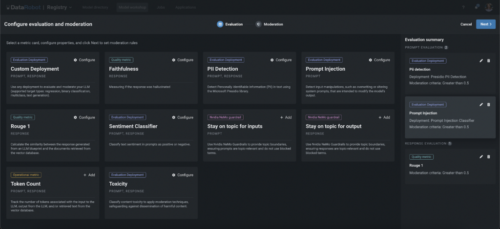 Configure evaluation and moderation