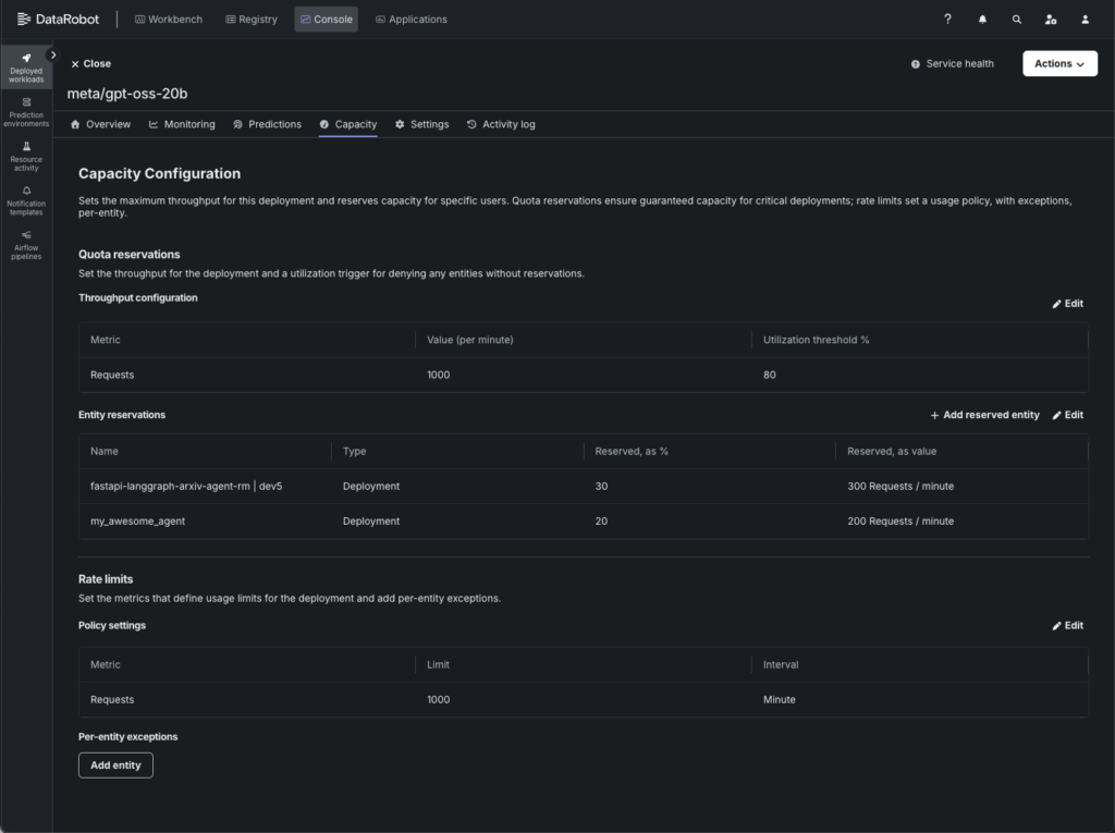 Capacity Management in DataRobot
